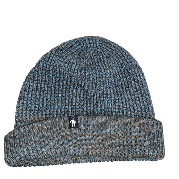 Smartwool Blue & Brown Merino Wool Blend Beanie Hat OS unisex outdoor active - Picture 1 of 6